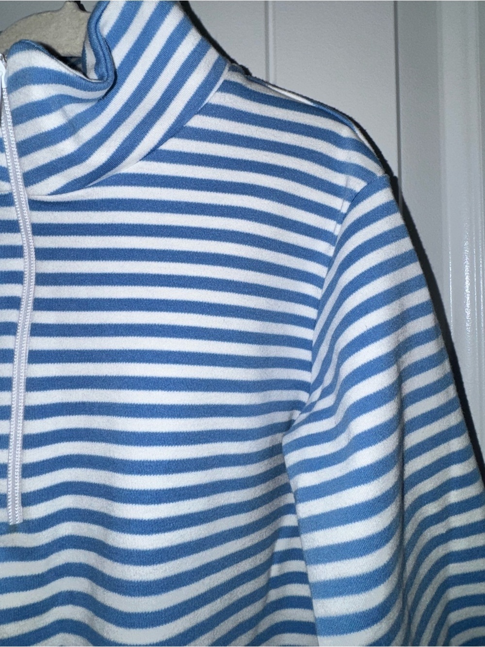 Blue & White Striped Kids Swim Top with Quarter Zip - Picture 5 of 11